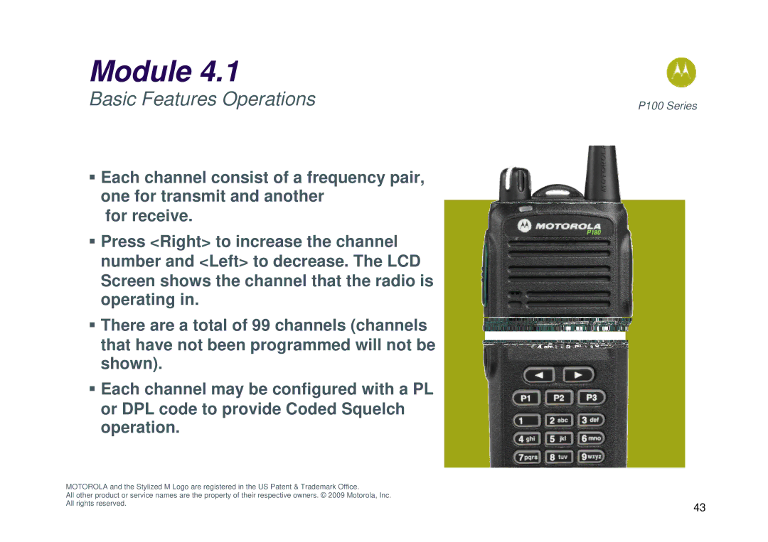 Motorola P100 manual Module 