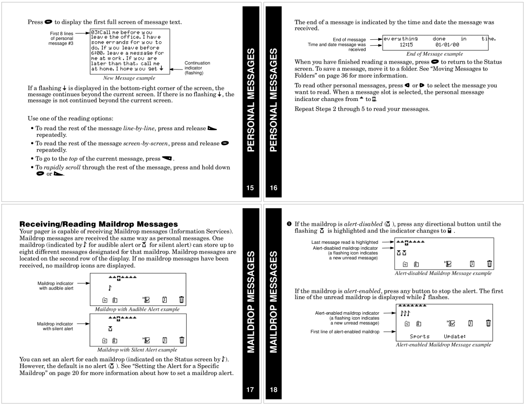 Motorola P730 manual Ddpdddd, Ooo, Personal, Receiving/Reading Maildrop Messages 