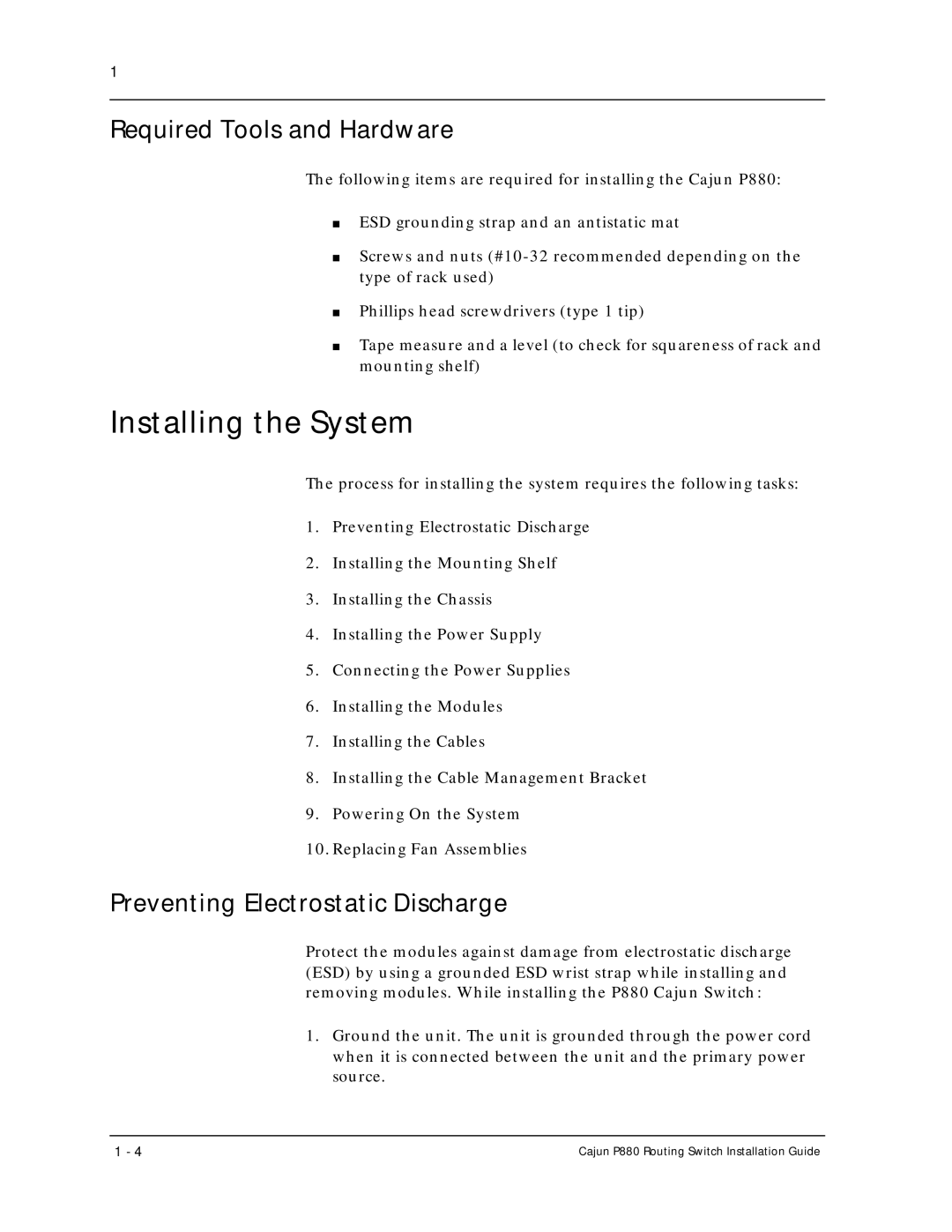 Motorola P880 manual Installing the System, Required Tools and Hardware, Preventing Electrostatic Discharge 