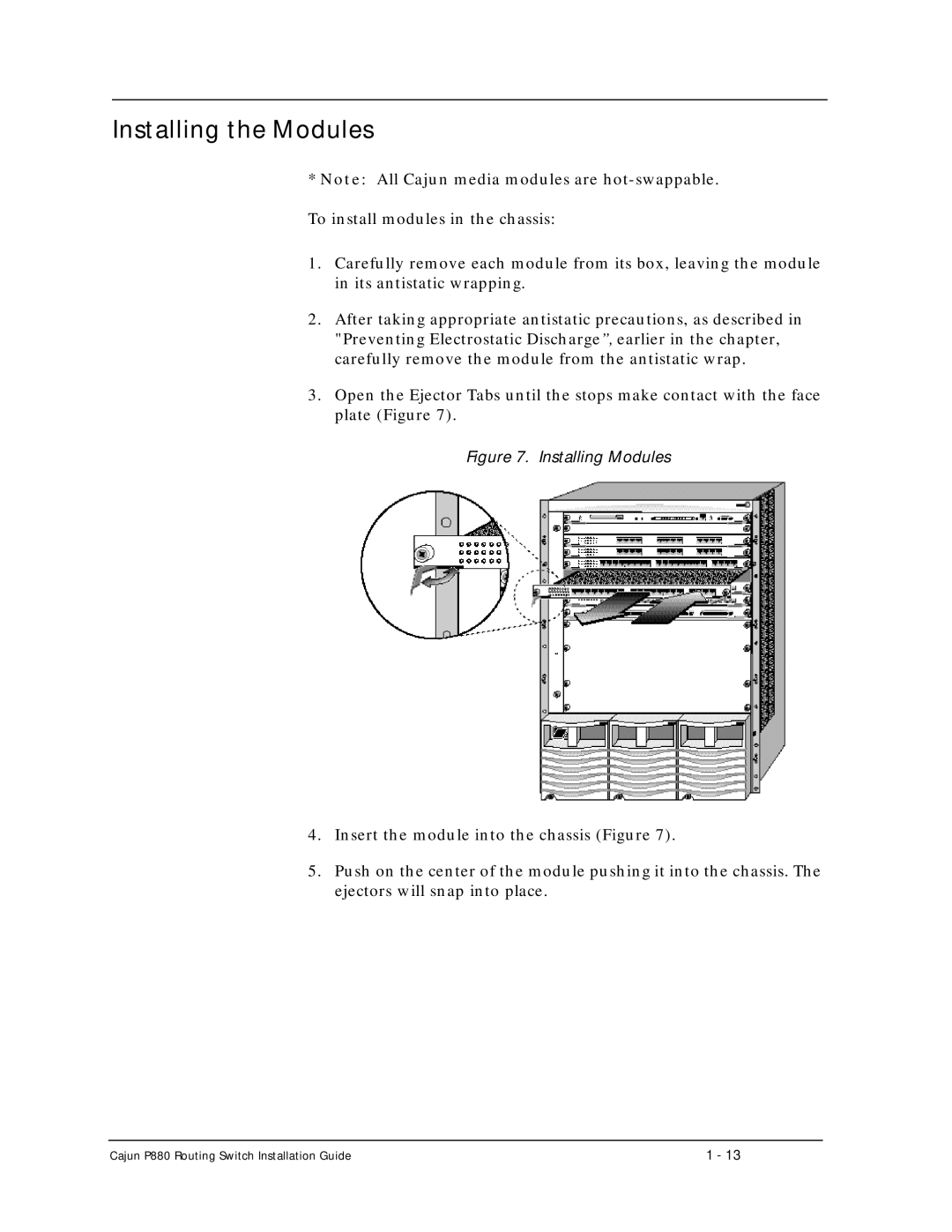 Motorola P880 manual Installing the Modules, Installing Modules 