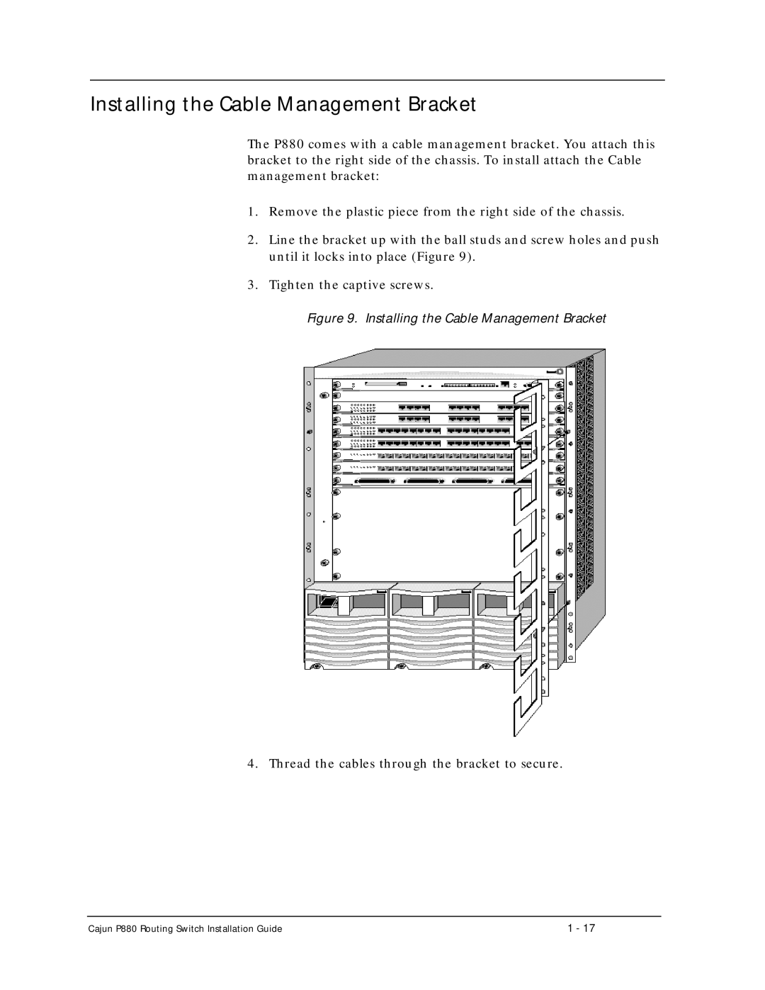 Motorola P880 manual Installing the Cable Management Bracket 