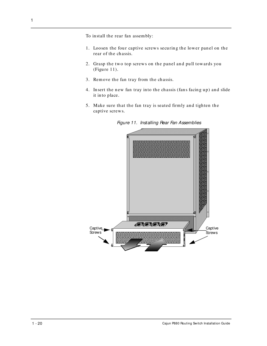 Motorola P880 manual Installing Rear Fan Assemblies 