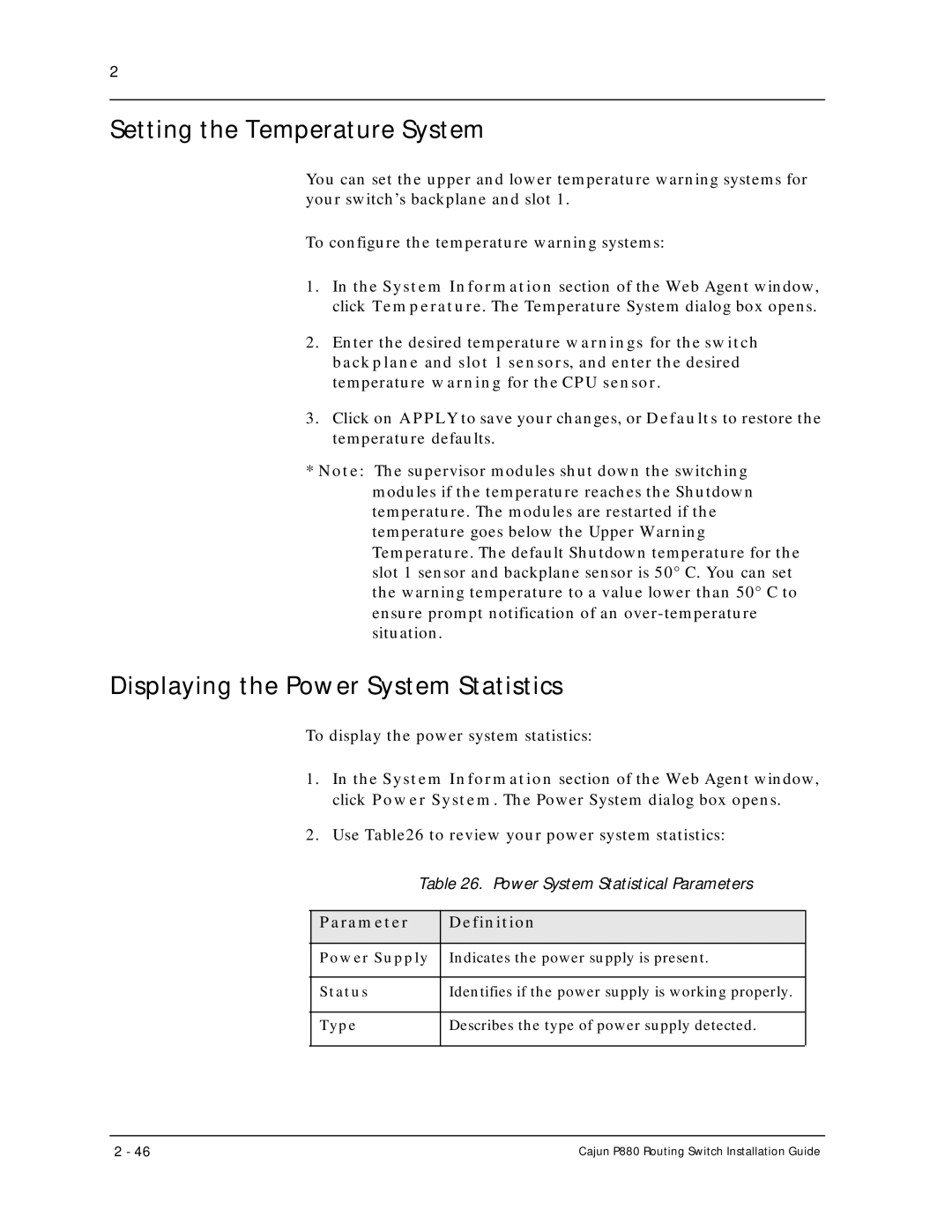 Motorola P880 manual Setting the Temperature System, Displaying the Power System Statistics 