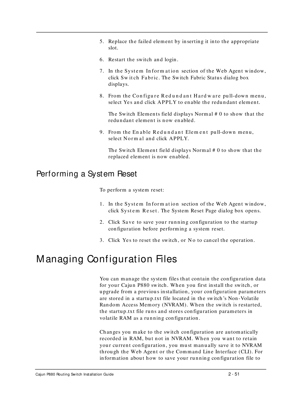 Motorola P880 manual Managing Configuration Files, Performing a System Reset 