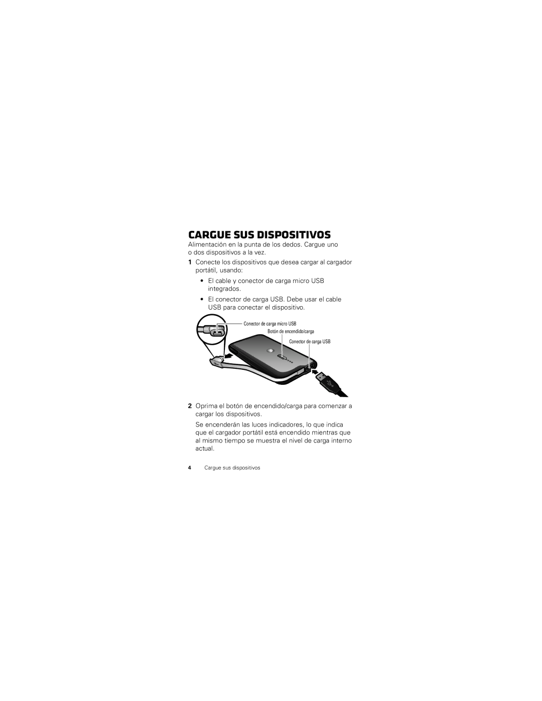 Motorola P893 manual Cargue sus dispositivos 