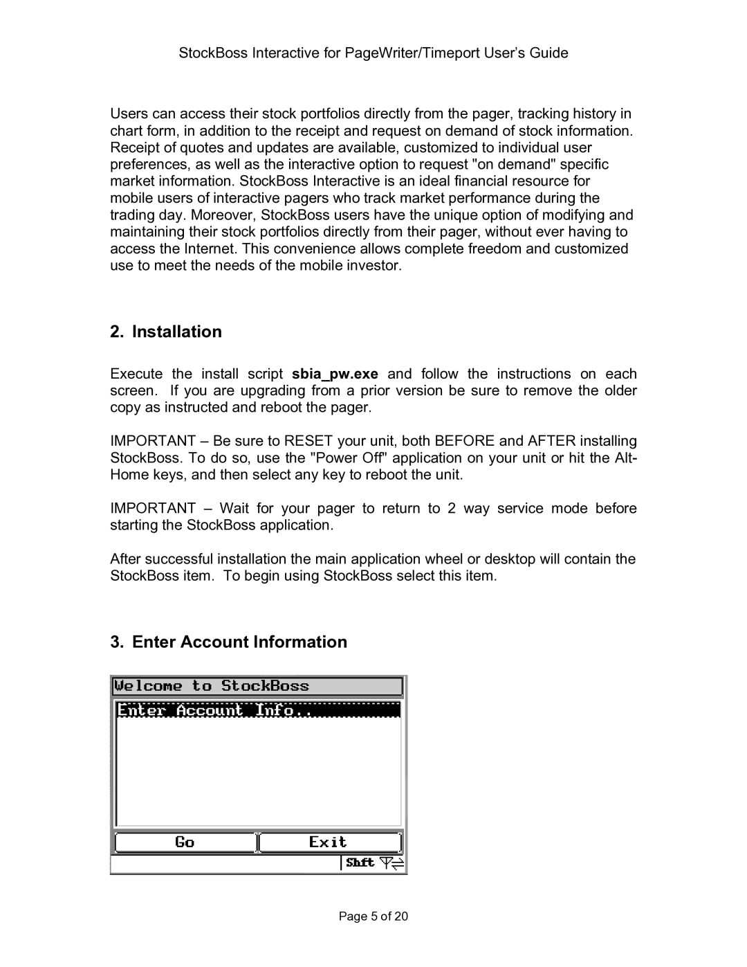 Motorola P930 Series manual Installation, Enter Account Information 