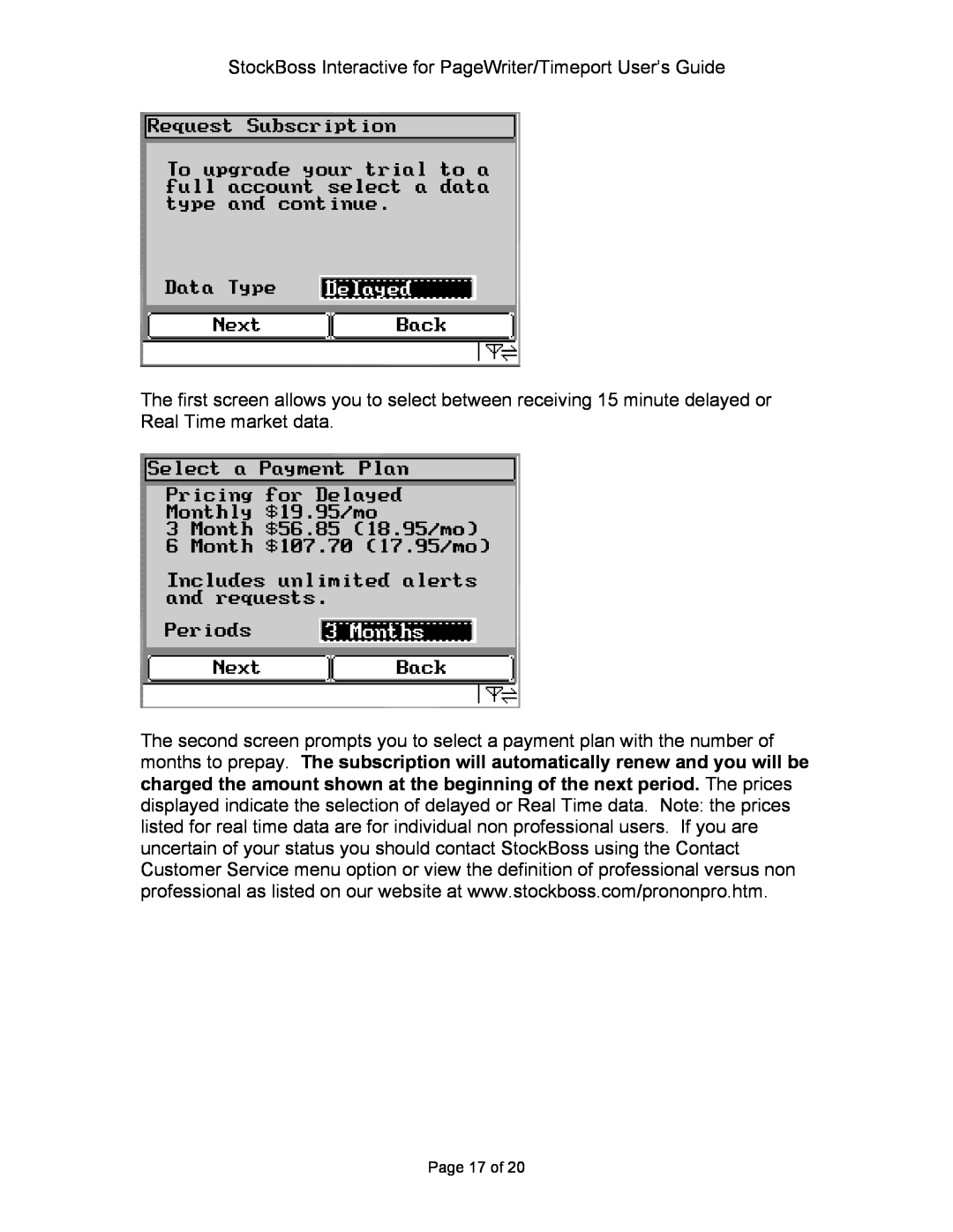 Motorola P930 Series manual StockBoss Interactive for PageWriter/Timeport User’s Guide, Page 17 of 