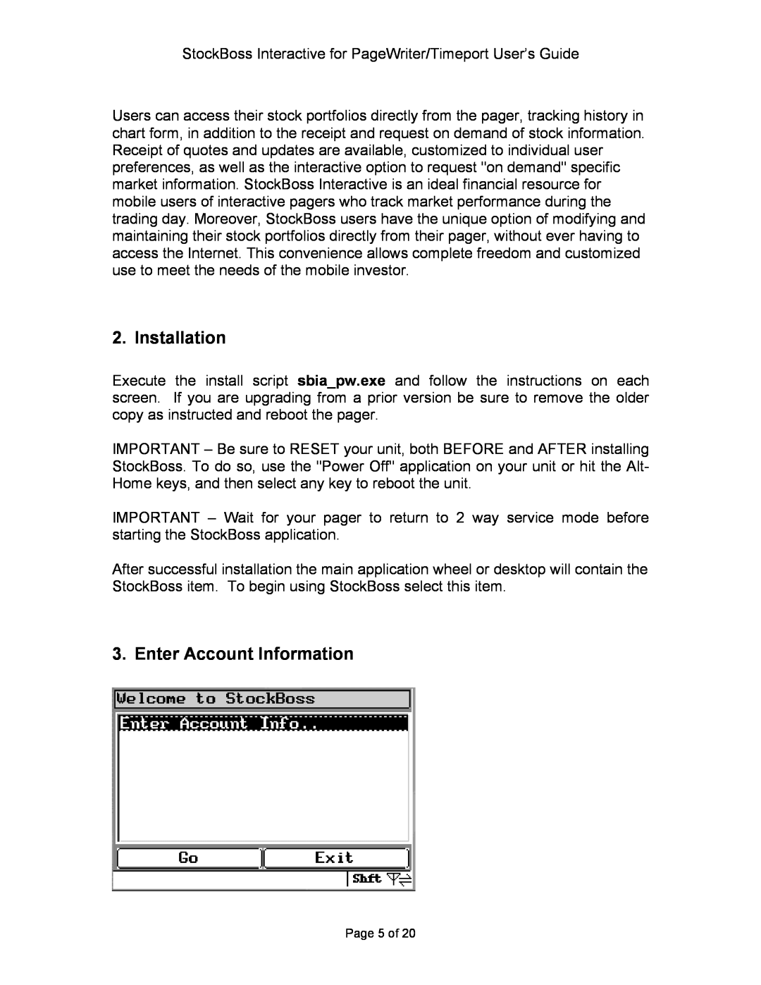 Motorola P930 Series manual Installation, Enter Account Information, Page 5 of 