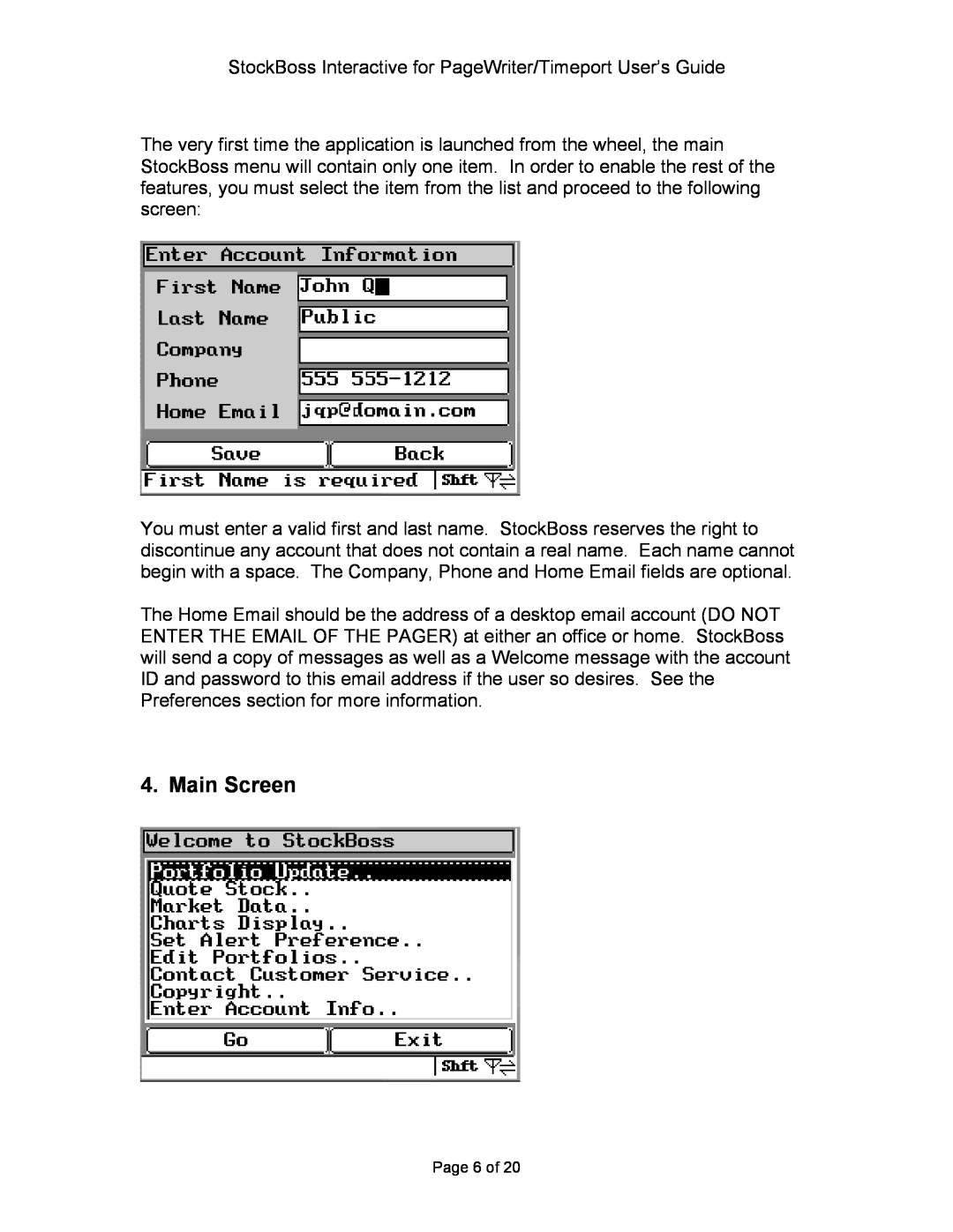 Motorola P930 Series manual Main Screen, Page 6 of 