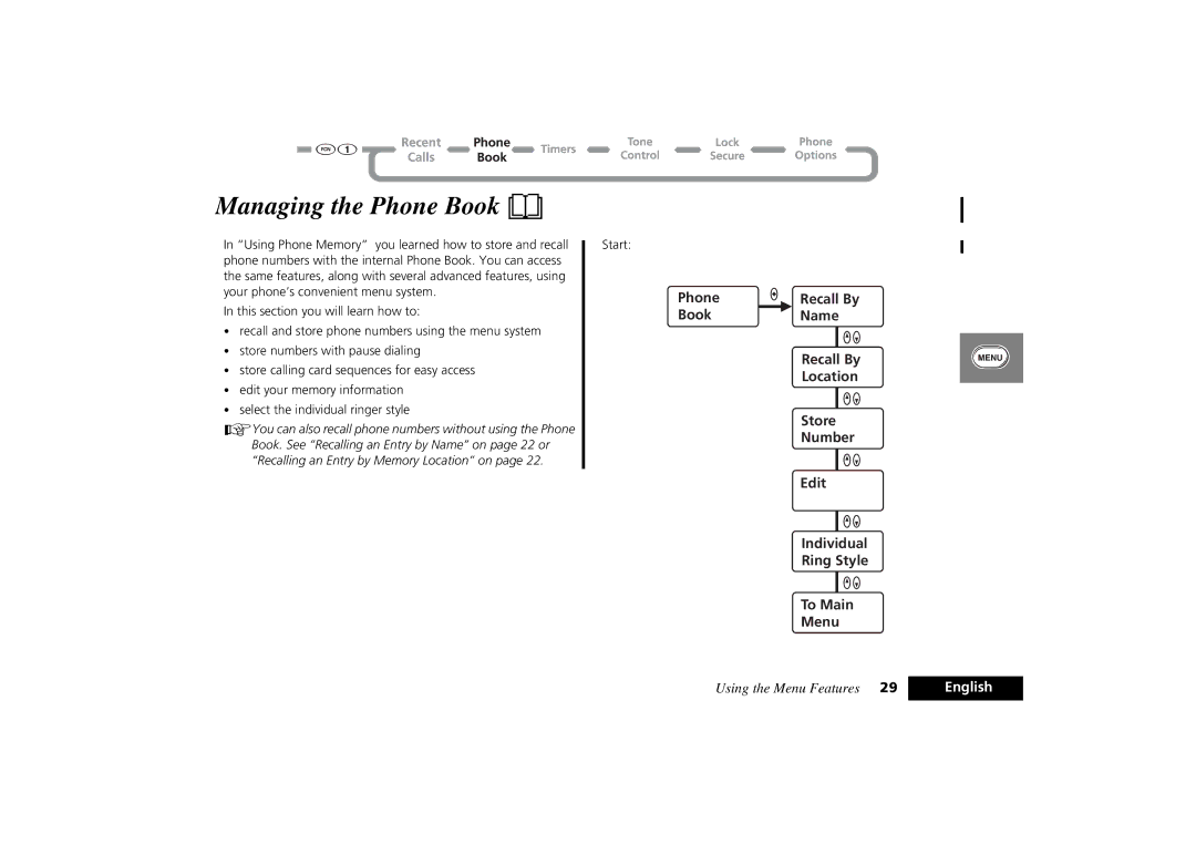 Motorola PCS Cellular Telephone specifications Managing the Phone Book B, Ring Style 