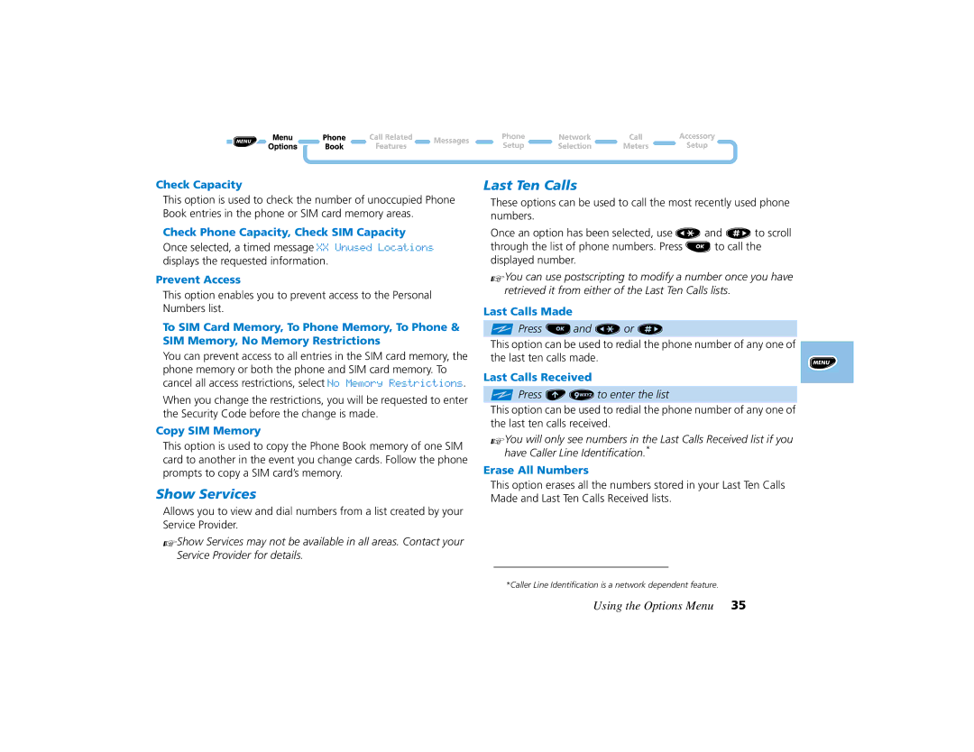 Motorola PCS telephone manual Show Services, Last Ten Calls 