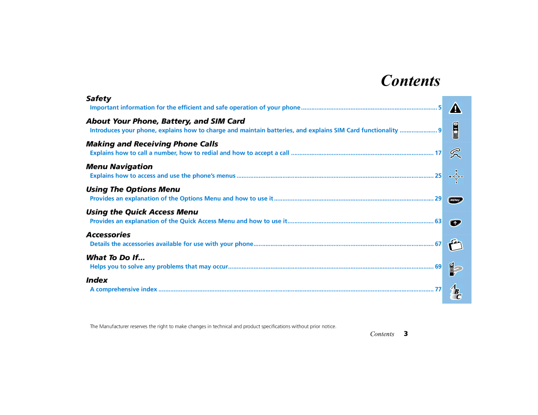 Motorola PCS telephone manual Contents 