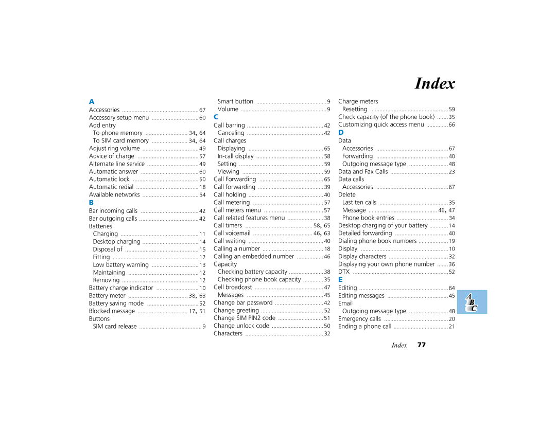 Motorola PCS telephone manual Index, Add entry 