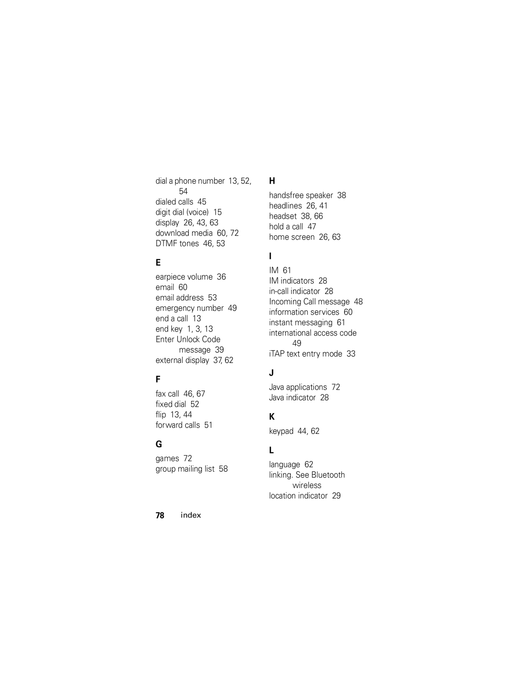 Motorola PEBL U6 manual Wireless location indicator Index 