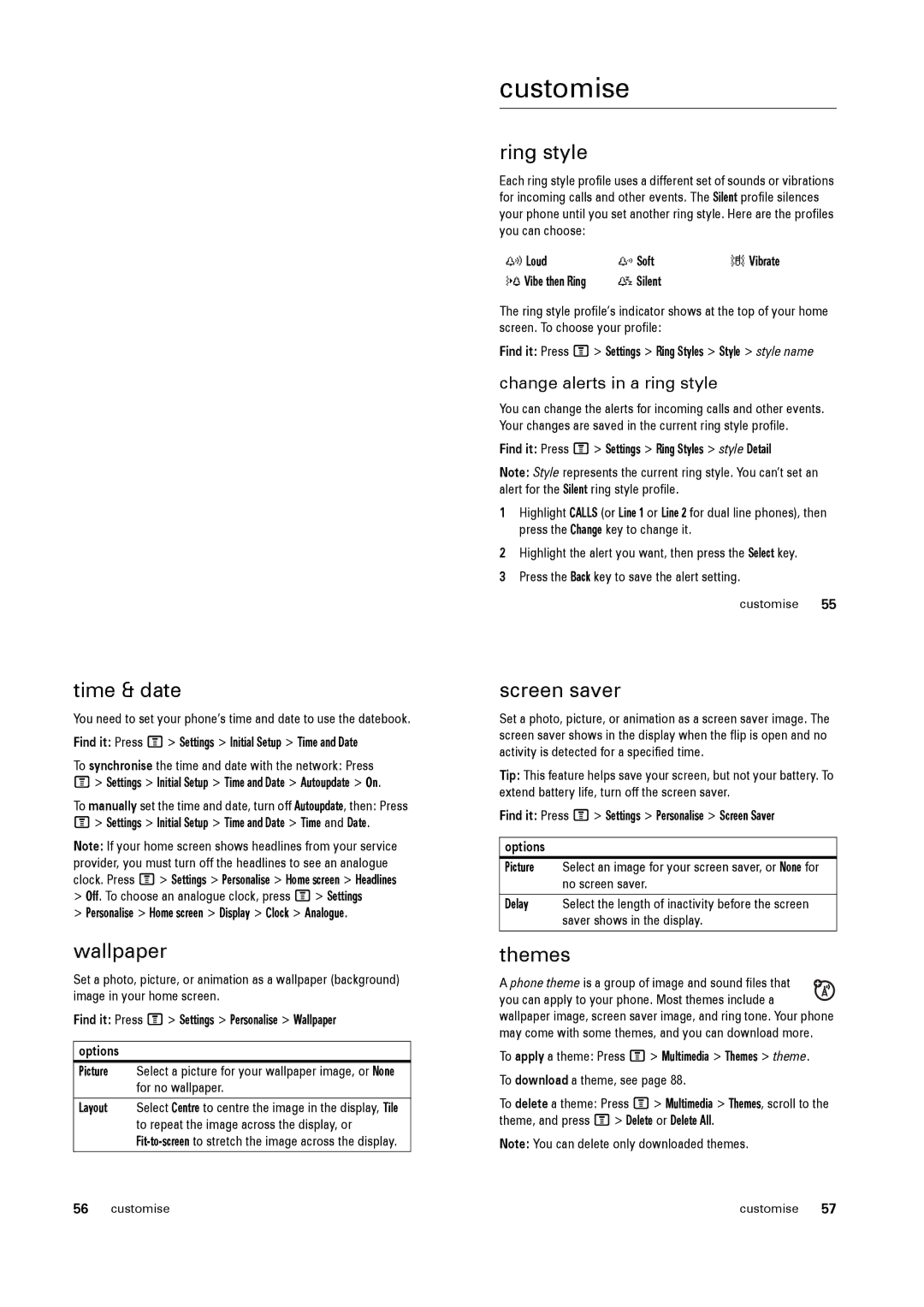 Motorola PEBL manual Customise 