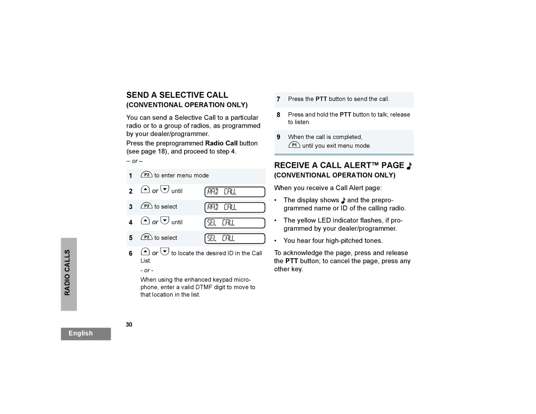 Motorola PM400 manual Send a Selective Call, Receive a Call Alert page F 