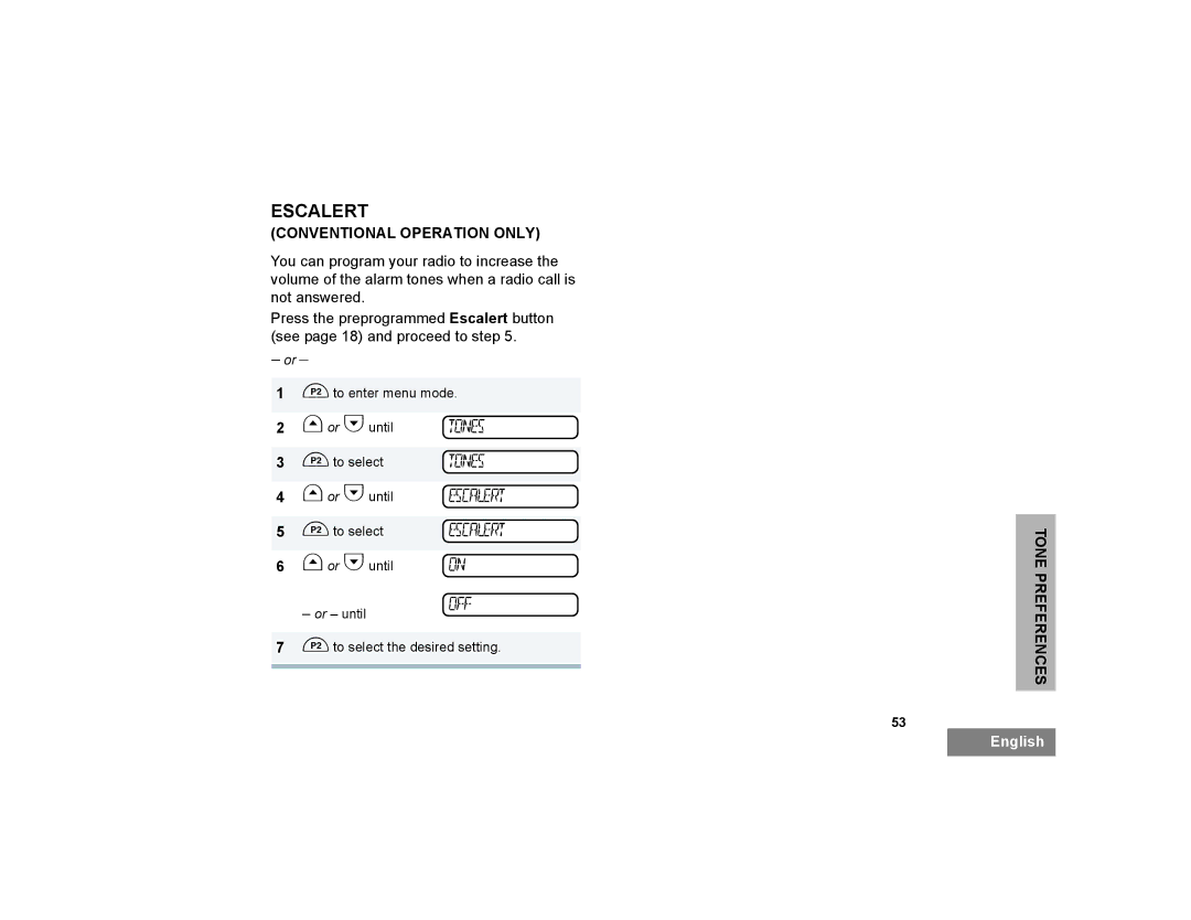 Motorola PM400 manual Escalert 