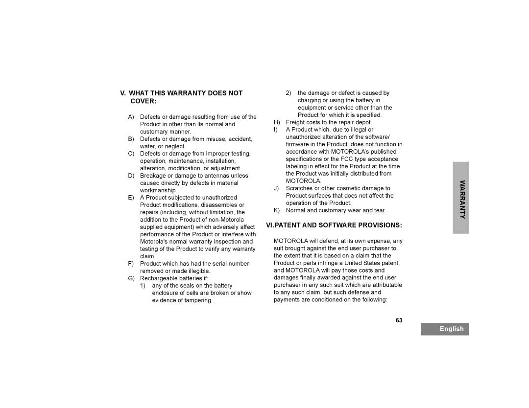 Motorola PM400 manual What this Warranty does not Cover 