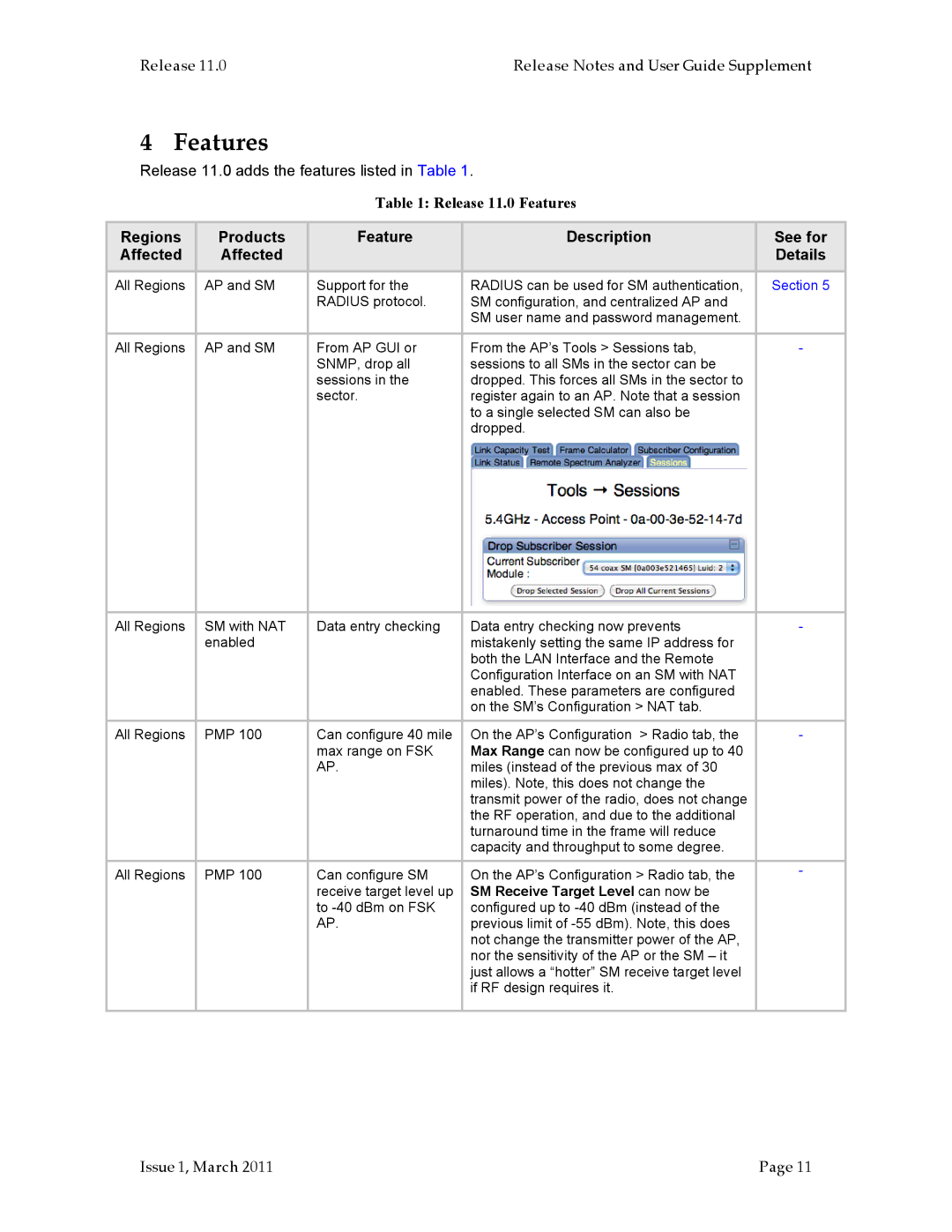 Motorola PTP 100 (FSK), PMP 100, PMP 400, PTP 200 (OFDM manual Release 11.0 Features, SM Receive Target Level can now be 