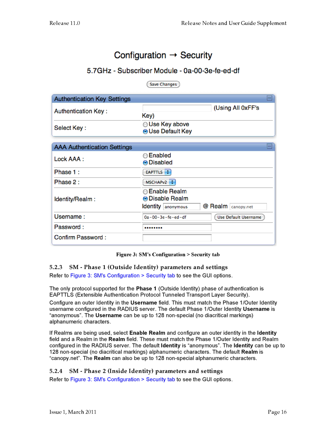 Motorola PMP 100 SM Phase 1 Outside Identity parameters and settings, SM Phase 2 Inside Identity parameters and settings 