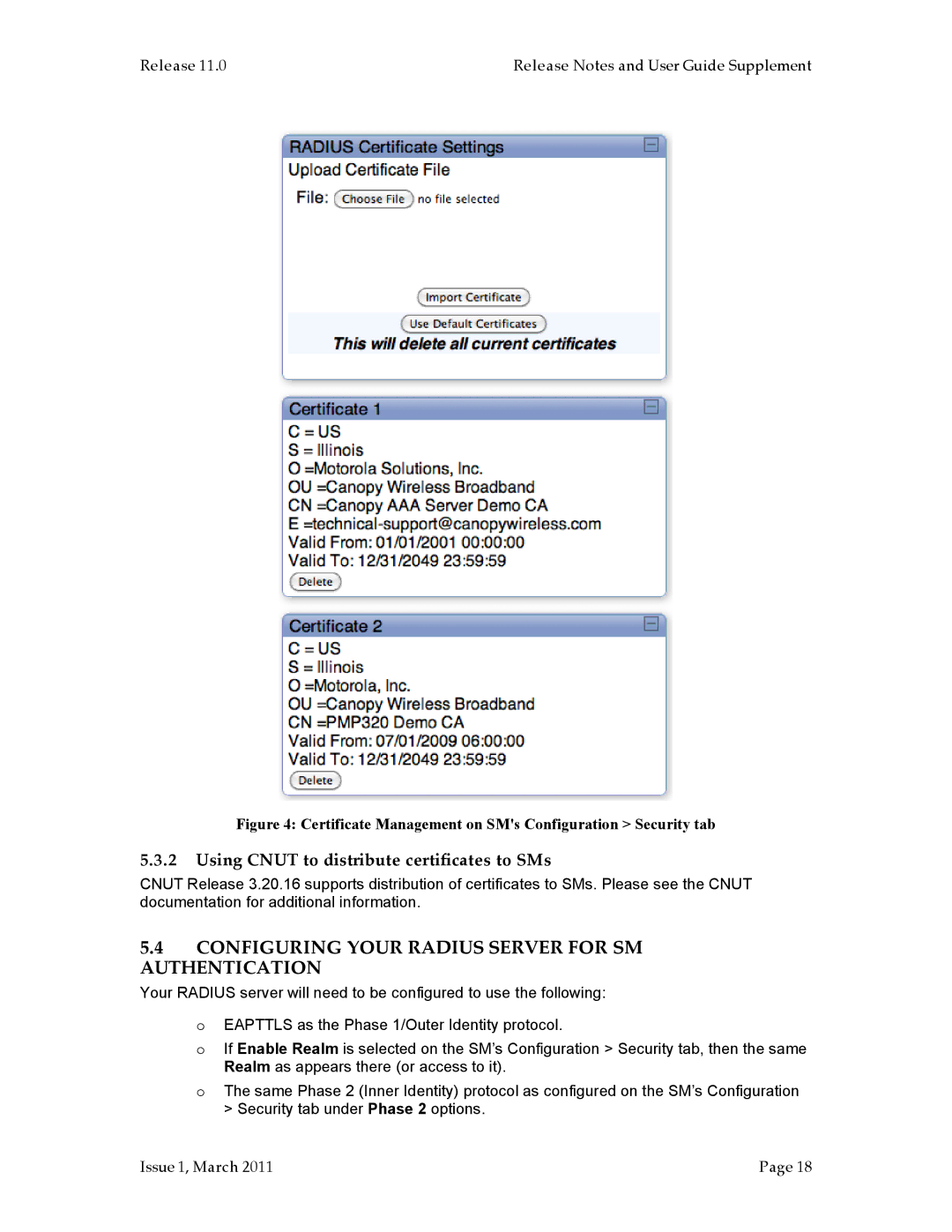 Motorola PTP 200 (OFDM Configuring Your Radius Server for SM Authentication, Using Cnut to distribute certificates to SMs 