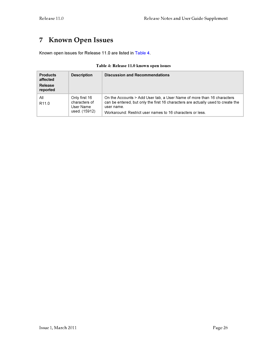 Motorola PTP 200 (OFDM, PMP 100, PMP 400, PTP 100 (FSK) manual Known Open Issues, Release 11.0 known open issues 