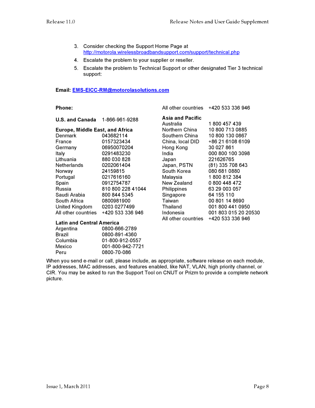 Motorola PMP 100, PMP 400 manual Phone, Canada Asia and Pacific, Europe, Middle East, and Africa, Latin and Central America 