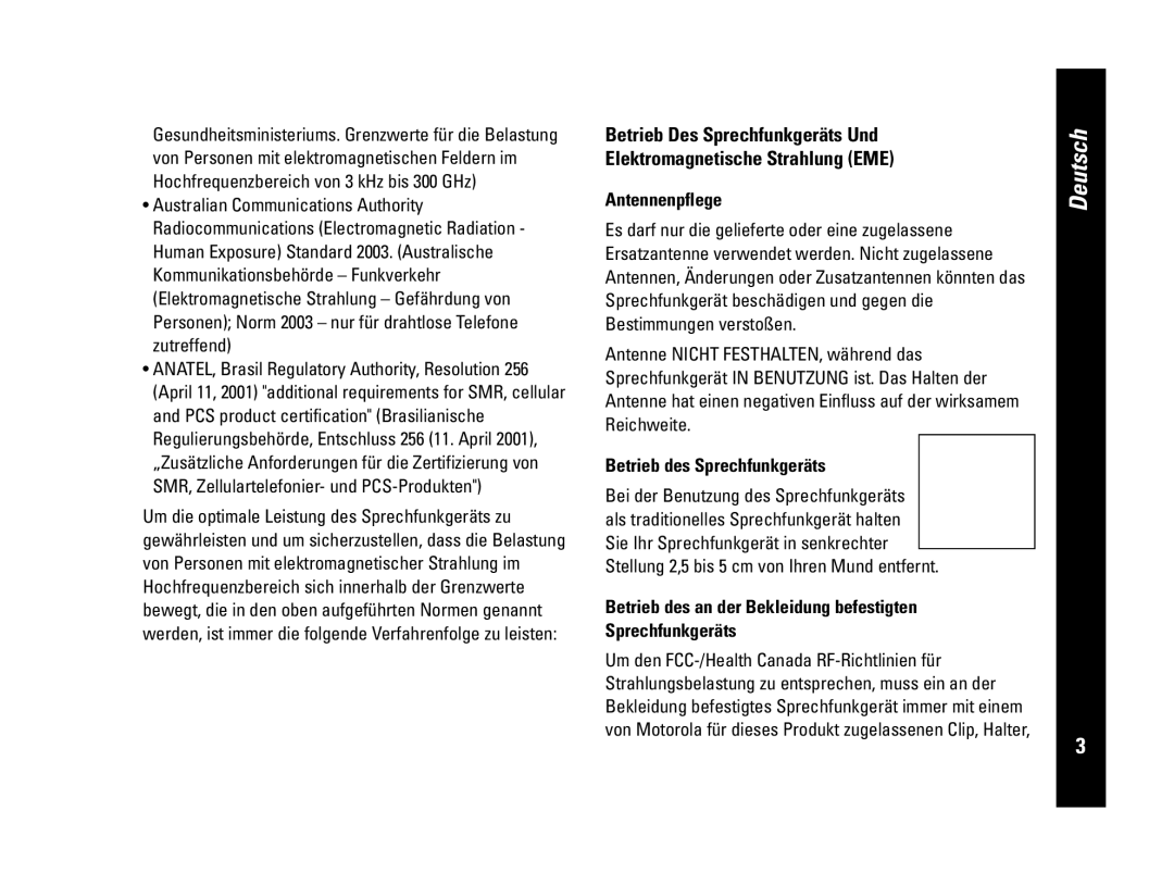 Motorola CLS446 Antennenpflege, Betrieb des Sprechfunkgeräts, Betrieb des an der Bekleidung befestigten Sprechfunkgeräts 