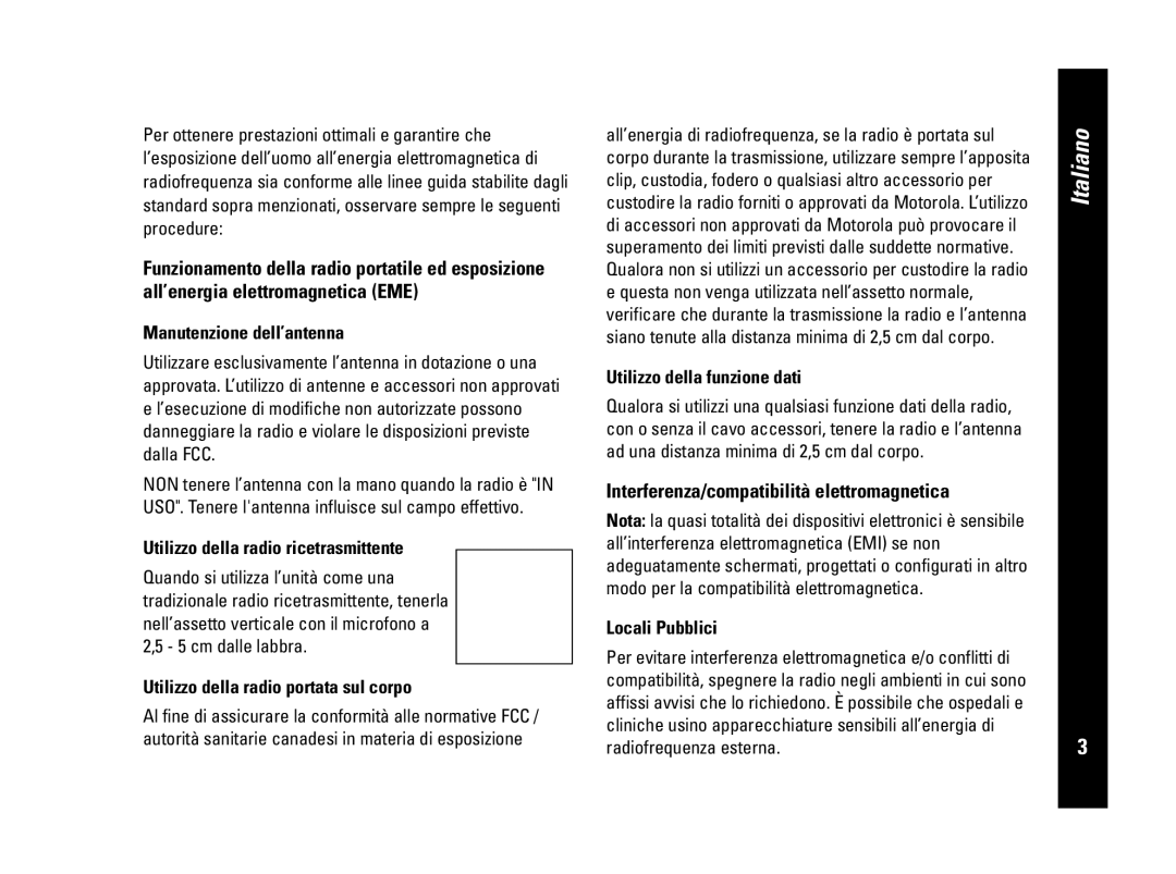 Motorola CLS446, PMR446 specifications Interferenza/compatibilità elettromagnetica 