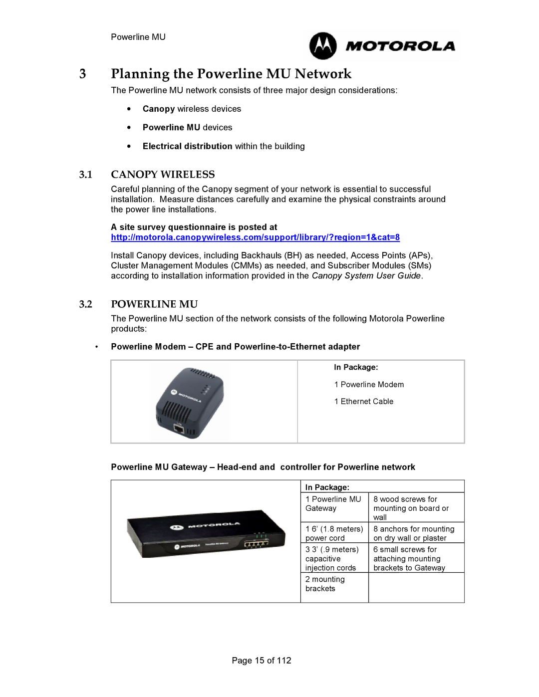 Motorola Powerline MU manual Canopy Wireless 