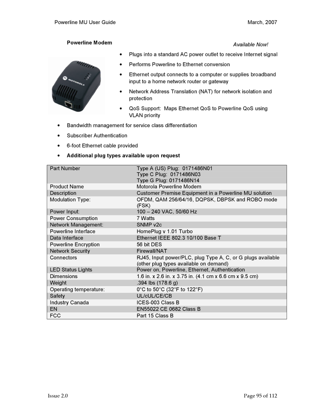 Motorola Powerline MU manual ∙ Ssss 