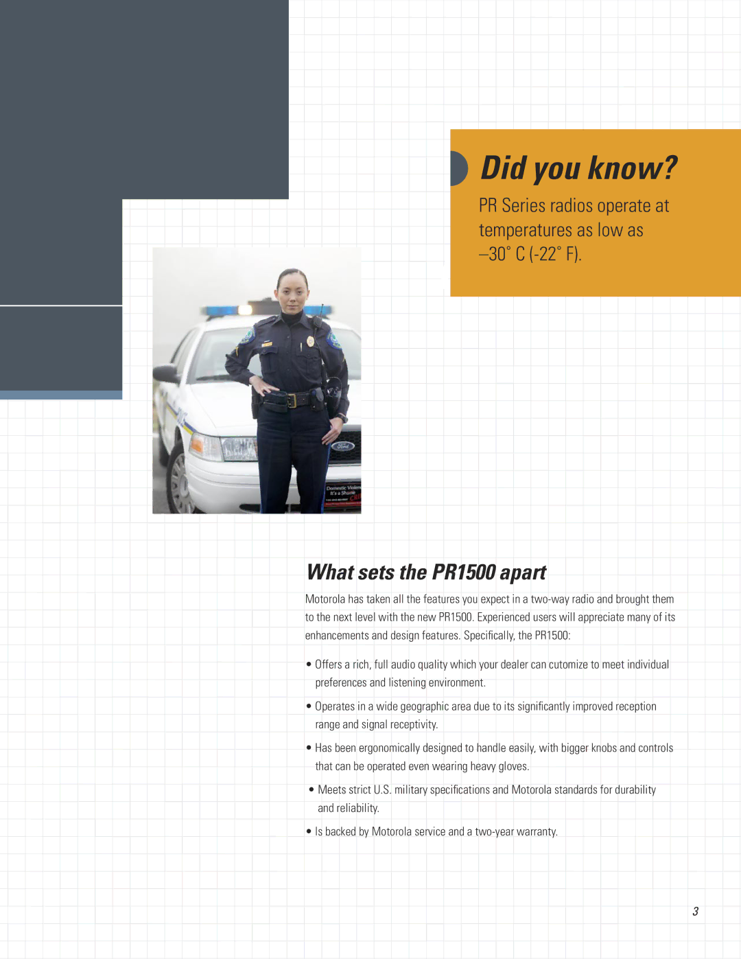 Motorola manual Did you know?, What sets the PR1500 apart 