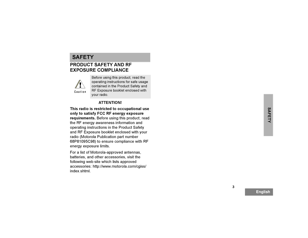 Motorola PR400 manual Product Safety and RF Exposure Compliance 