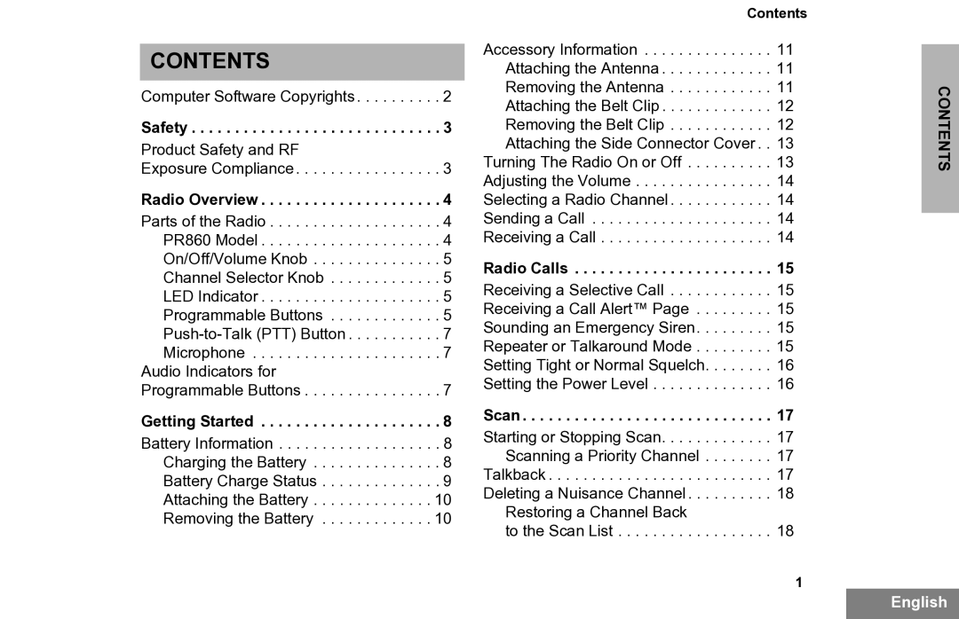 Motorola PR860 manual Contents 