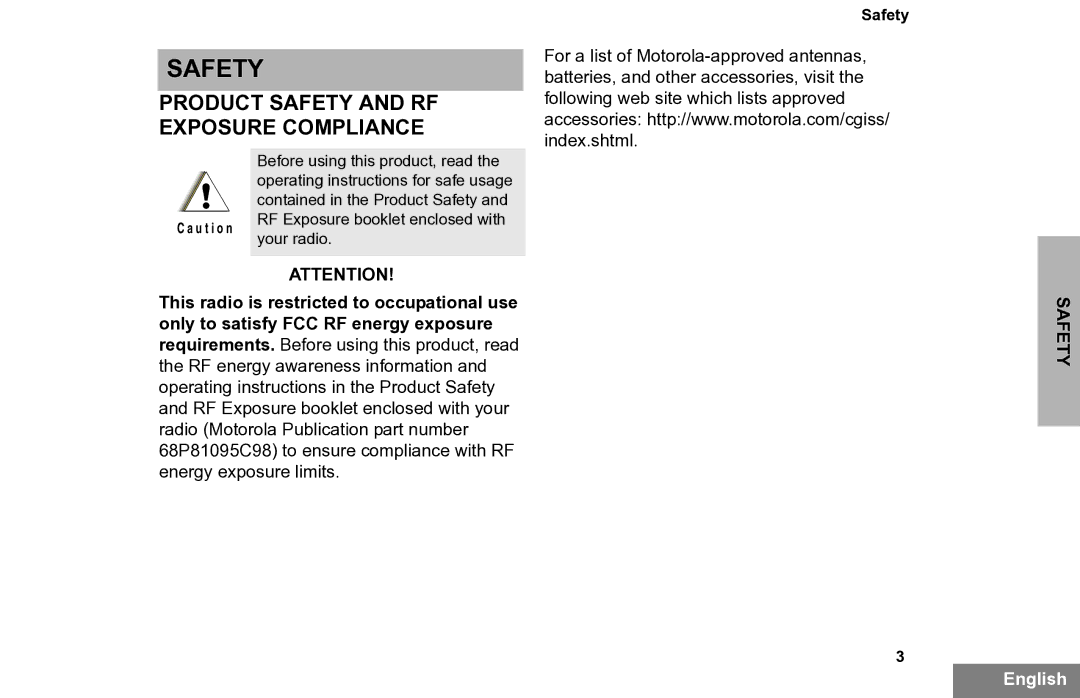 Motorola PR860 manual Product Safety and RF Exposure Compliance 