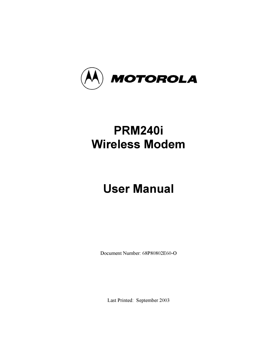 Motorola PRM240 i user manual PRM240i Wireless Modem 