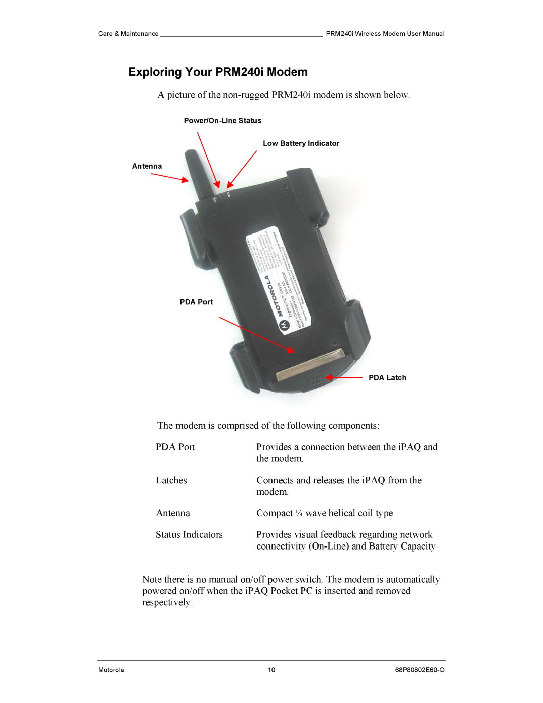 Motorola PRM240 i user manual Exploring Your PRM240i Modem 