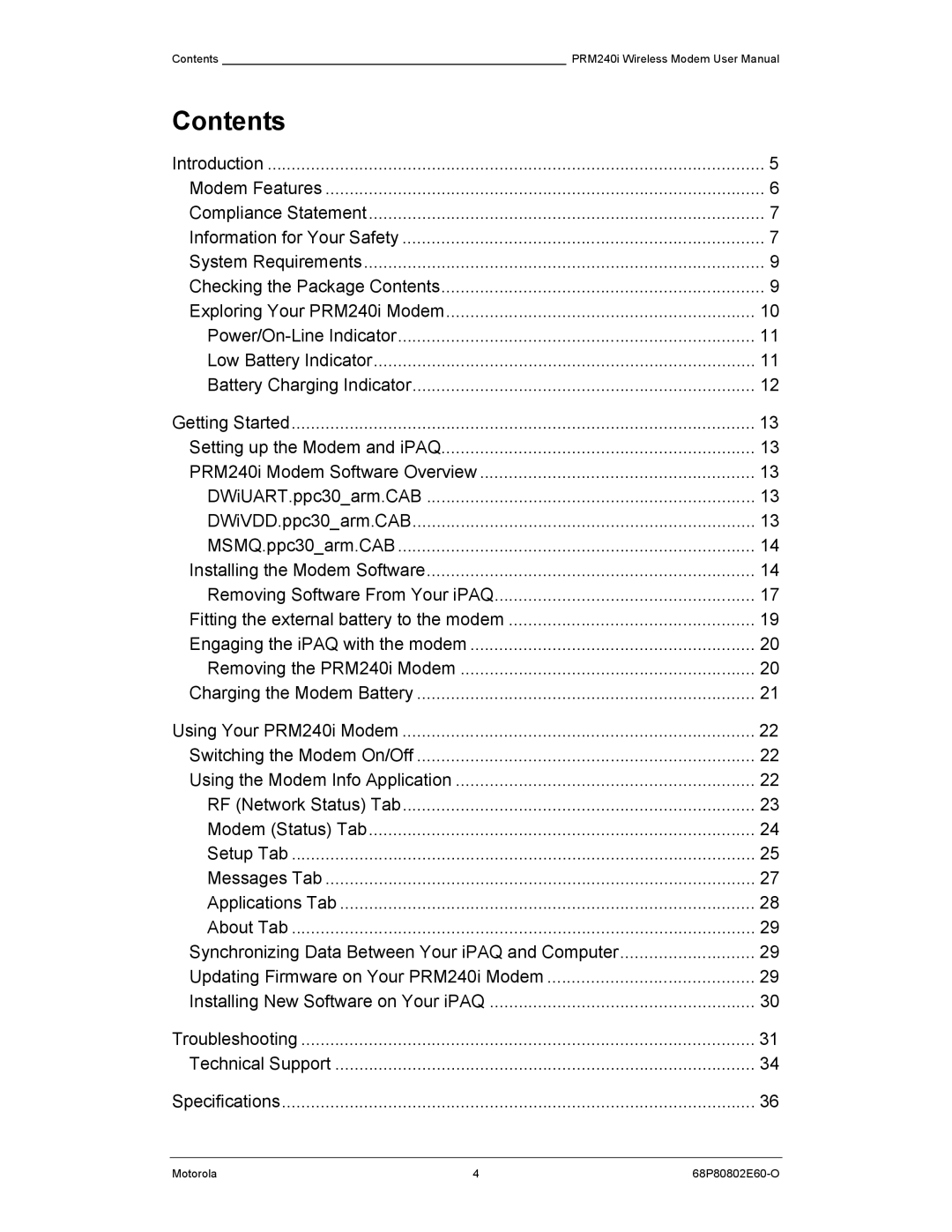 Motorola PRM240 i user manual Contents 