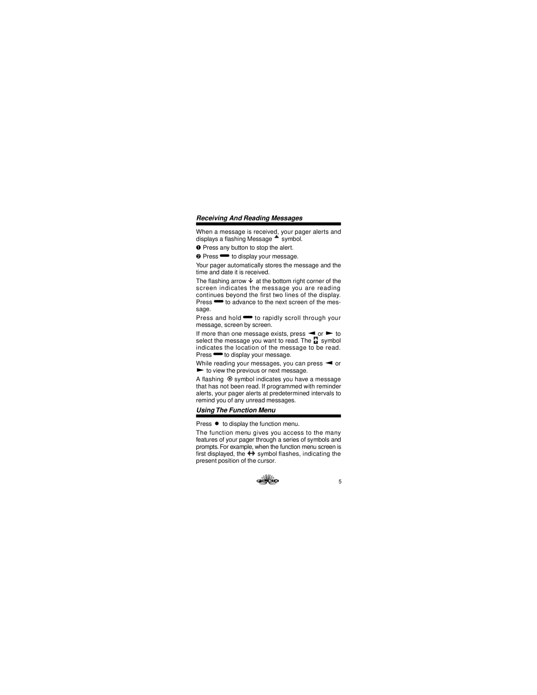 Motorola Pro FLX manual Receiving And Reading Messages, Using The Function Menu 