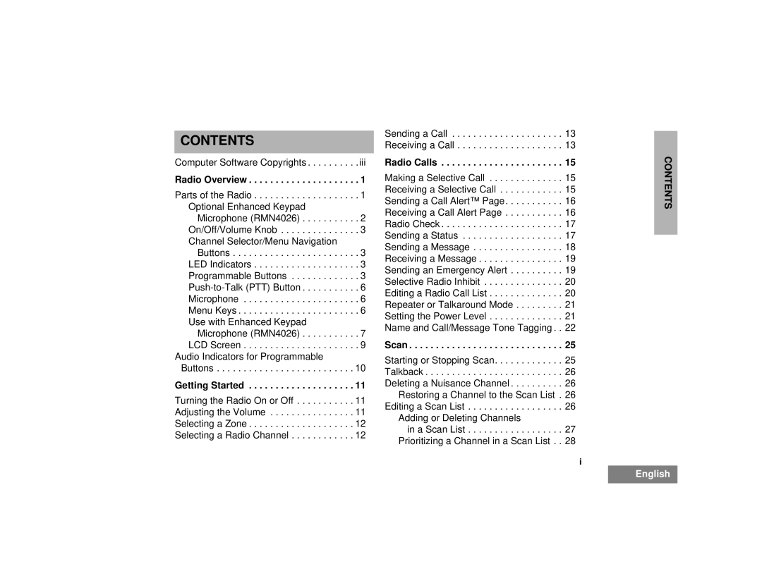 Motorola pro7100 manual Contents 