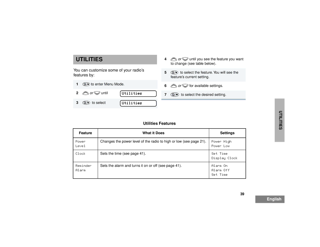 Motorola pro7100 manual Utilities Features 