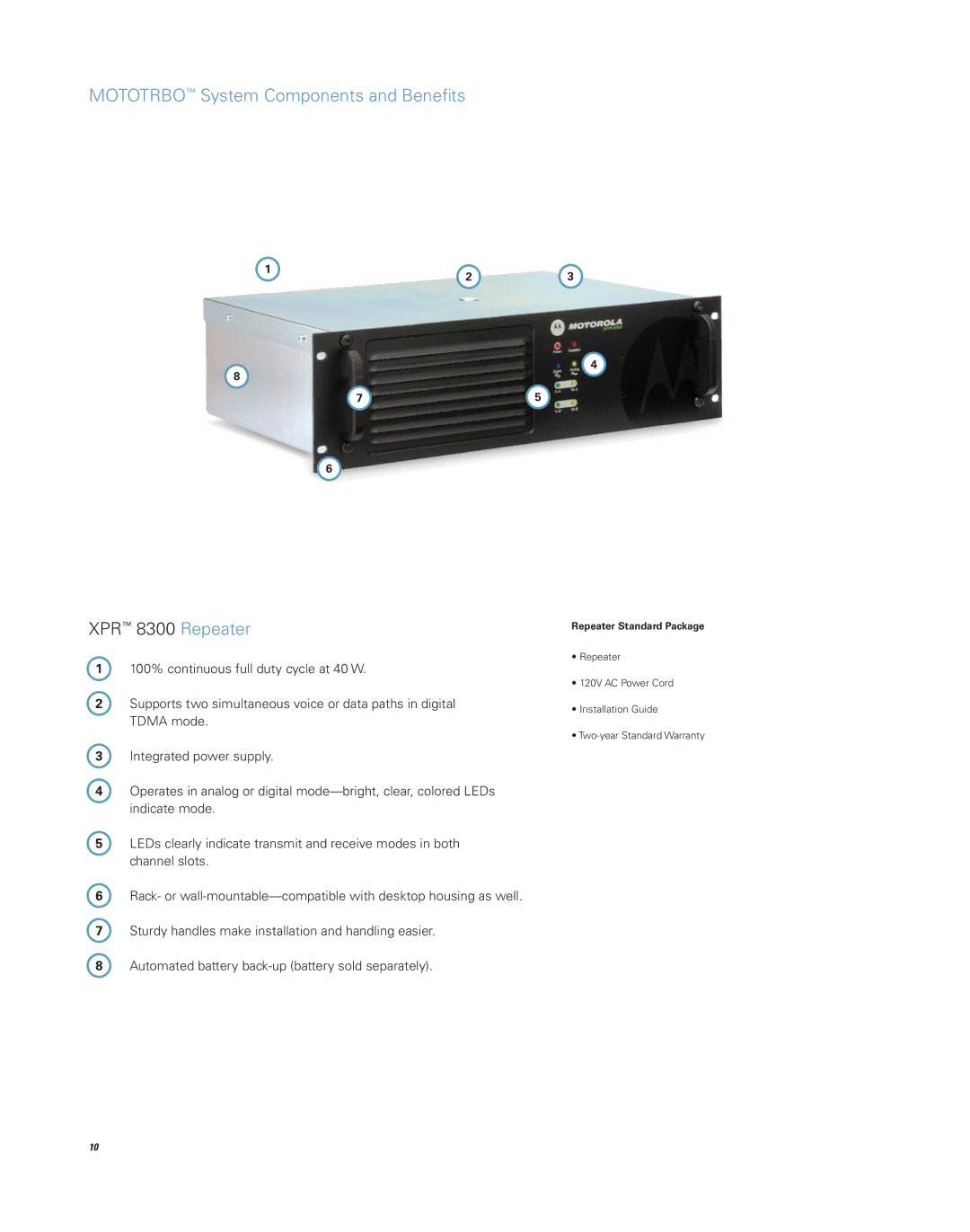 Motorola Professional Digital Two-Way Radio System brochure XPR 8300 Repeater 