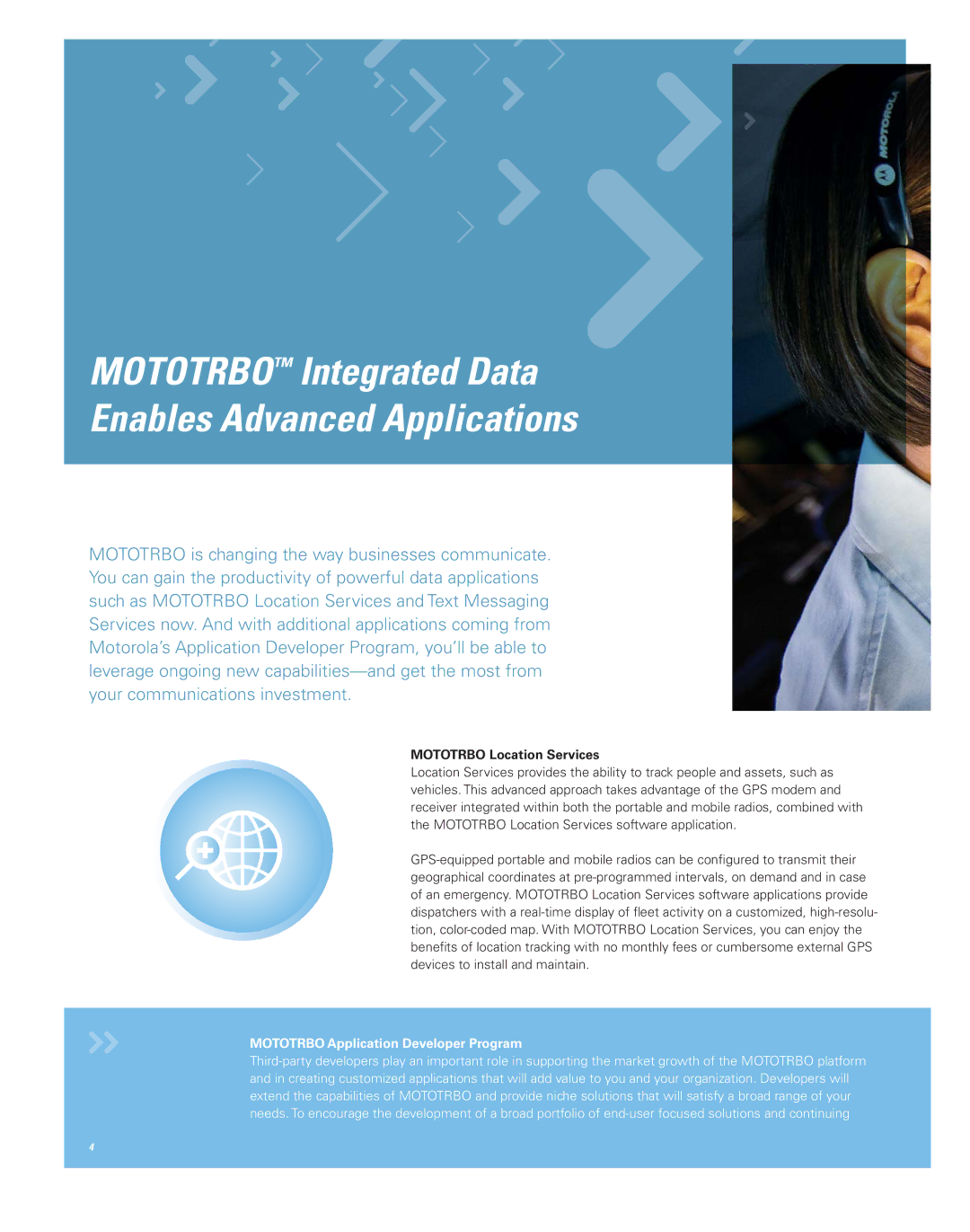 Motorola Professional Digital Two-Way Radio System brochure Mototrbo Integrated Data Enables Advanced Applications 