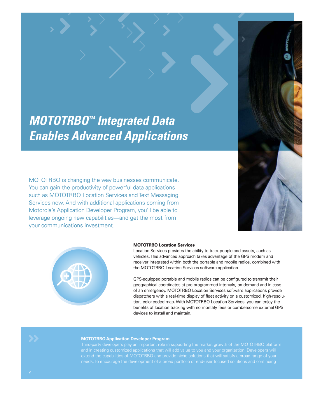 Motorola Professional Digital Two-Way Radio System brochure MOTOTRBO Integrated Data Enables Advanced Applications 