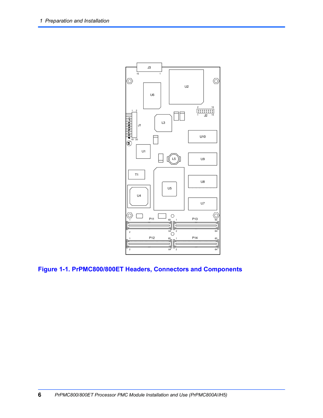 Motorola PRPMC800A/IH5, PrPMC800/800ET Processor PMC Module manual PrPMC800/800ET Headers, Connectors and Components 