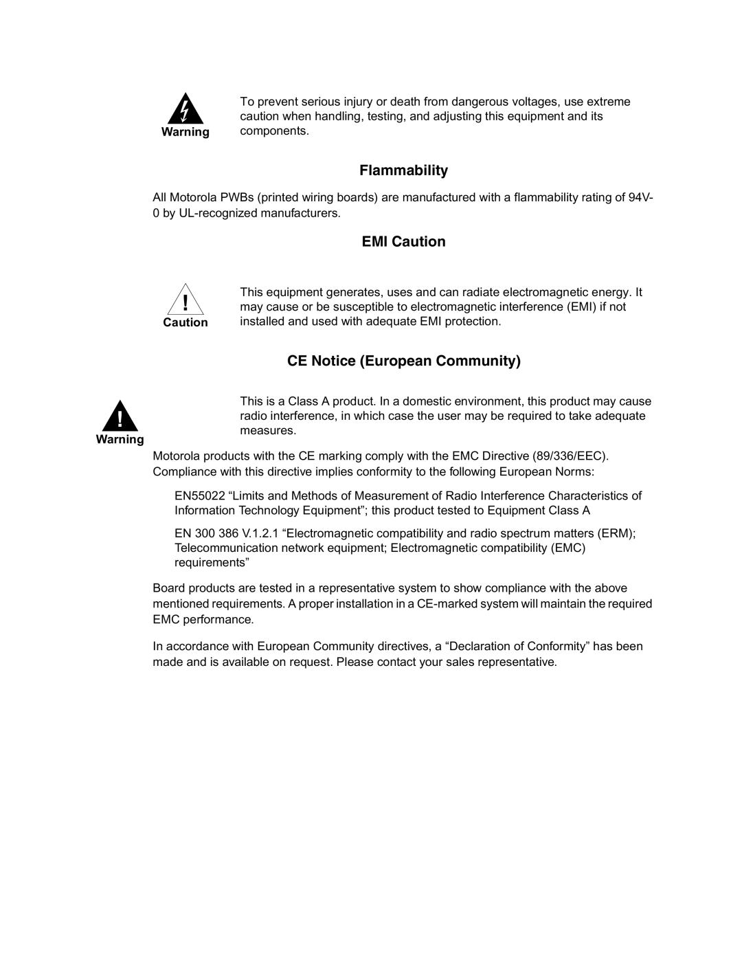 Motorola PRPMC800A/IH5, PrPMC800/800ET Processor PMC Module manual Flammability 