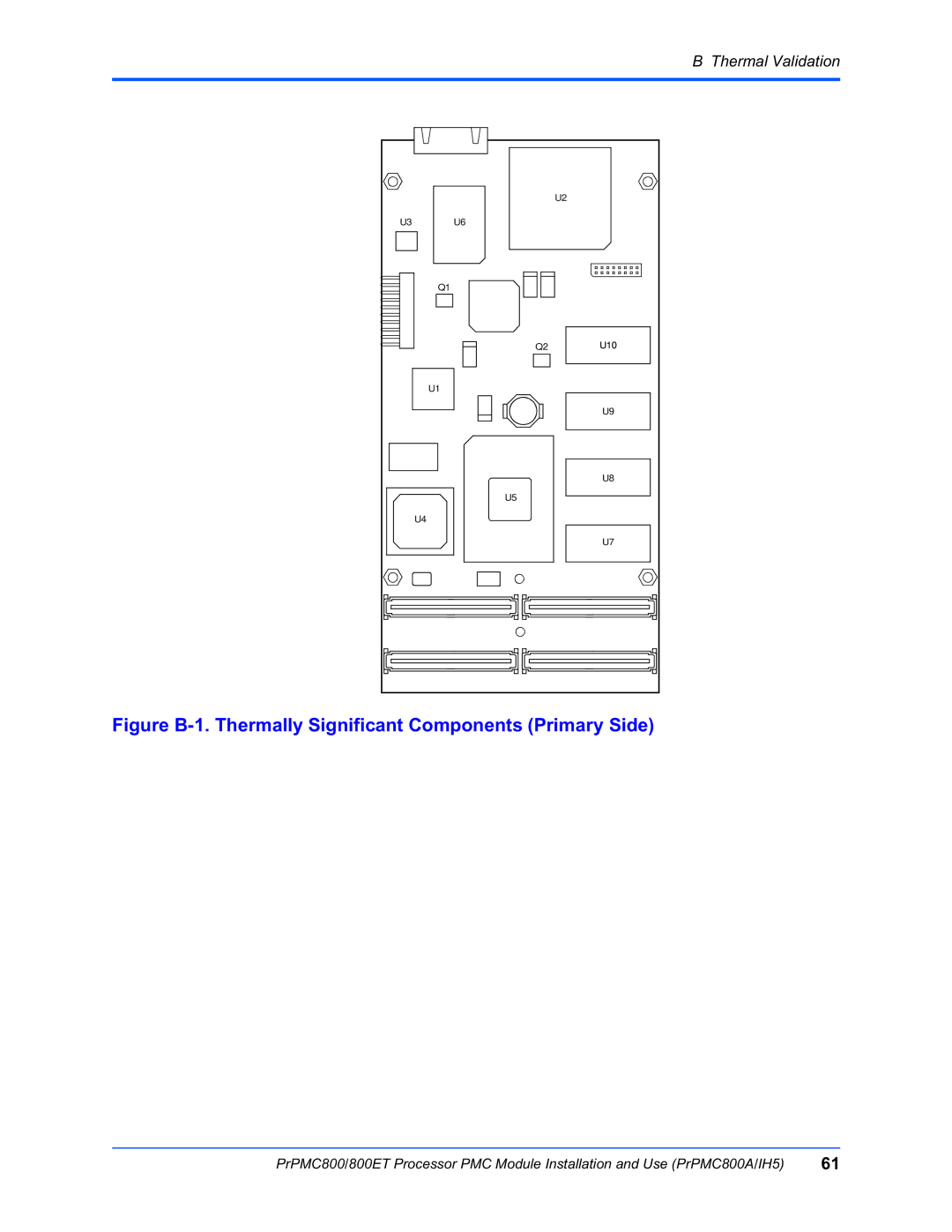 Motorola PrPMC800/800ET Processor PMC Module, PRPMC800A/IH5 manual Figure B-1. Thermally Significant Components Primary Side 