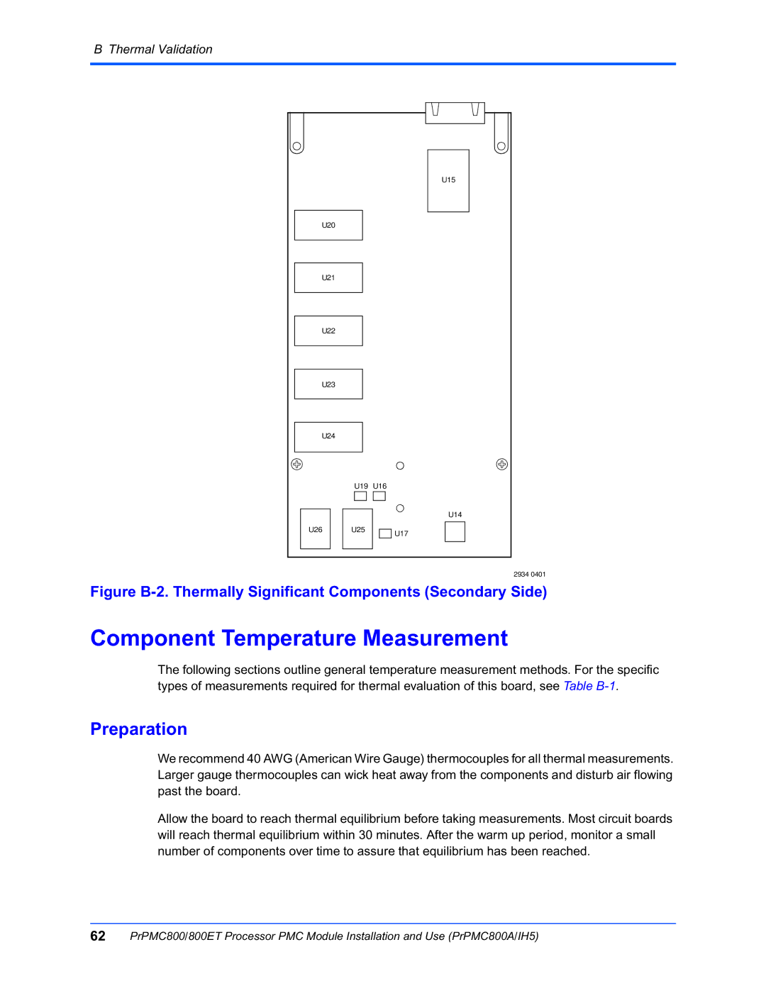 Motorola PRPMC800A/IH5, PrPMC800/800ET Processor PMC Module manual Component Temperature Measurement, Preparation 