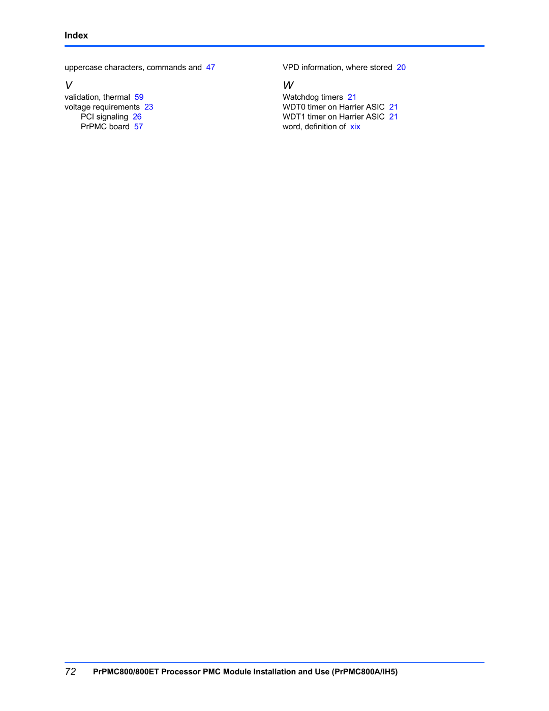 Motorola PRPMC800A/IH5, PrPMC800/800ET Processor PMC Module manual Xix 