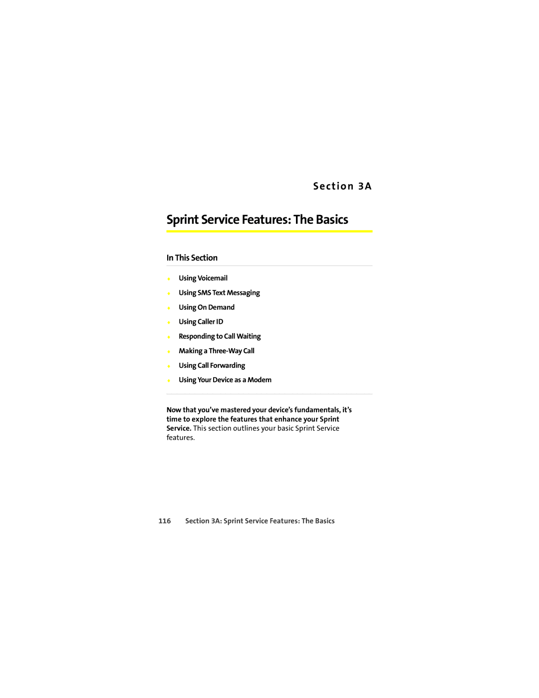 Motorola Q 9c manual Sprint Service Features The Basics 